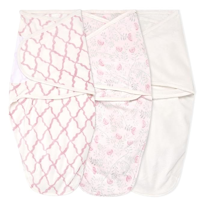 aden + anais, Velboa Baby Wrap, Newborn Wearable Swaddle Blanket, TOG 1.5, 3 Pack, Pink Arts and Crafts, 0-3 Months
