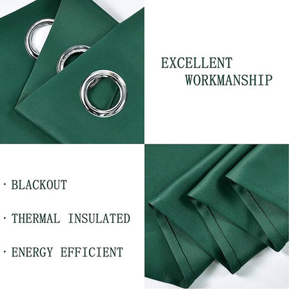Green Valance for Kitchen Blackout Thermal Insulated 70X18 Inches Short Curtains Drapes Grommet Valance for Bedroom/Living Room 1 Panel