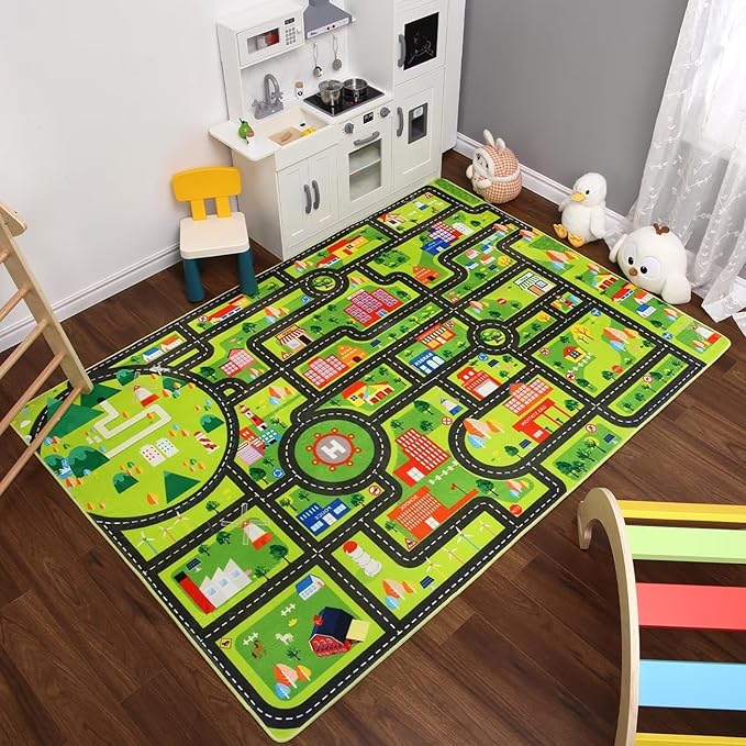 Kids Rug 5x7 Kids Room Rugs for Bedroom Carpet Kids Educational Rug Extra Car Rug Soft Crawling Play Mat for Children Toddlers Classroom Playroom