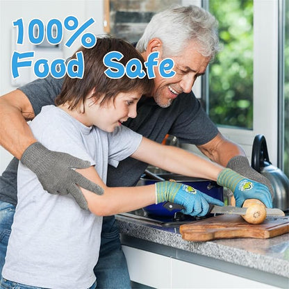 Schwer 2 Pairs MINI-KIDDO Kids Gardening Gloves MN1917, ANSI A6 Cut Resistant Kids Work Gloves, Kids Fishing Gloves, Food Grade Kids Gloves for Gardening, Wood Carving, Kitchen and DIY (XS, 6–8 Years)