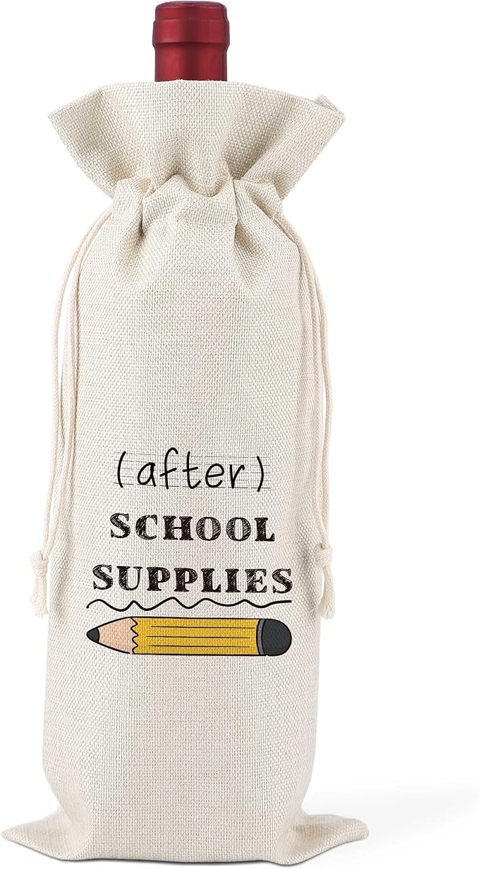 After School Supplies,Teacher Appreciation Wine Bag,Teacher Appreciation Gifts,Teacher Gifts from Student,Gift Bag For Teacher,Coworkers,Teachers Day Gifts,Reusable Wine Bags With Drawstring,L11