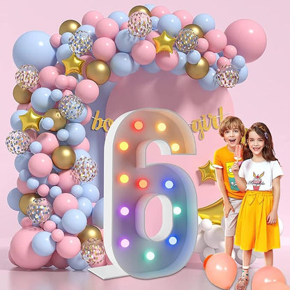 4FT Marquee Light Up Numbers Marquee Numbers 6, Choose Your Color, Multiple Color Options Including Cool White & Colorful, NO Glue Gun Needed, Birthday Decorations