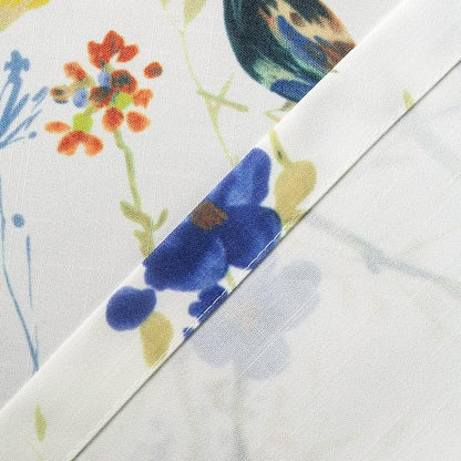 Leeva Bird Pattern Printed Small Window Curtain Panels, 24 Inch Length Sets Bird and Floral Pattern Design Short Small Curtains for Kitchen Office Cafe Studio, 2 Panels, Rod Pocket