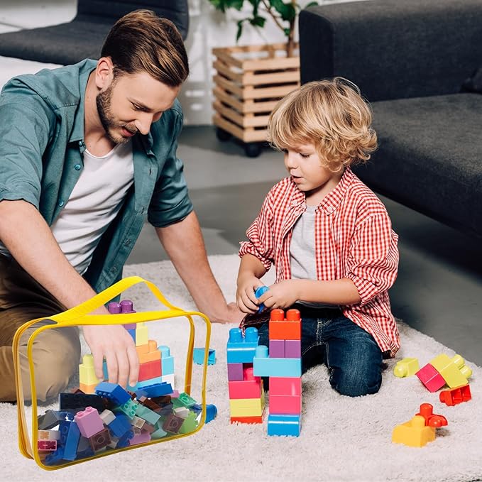 6 Pack Large Toy Storage Bags, Clear Pvc Zipper Bags for Organizing, Waterproof Toy Bags for Board Games, Building Blocks, Puzzles, Small Toys and Kids Books