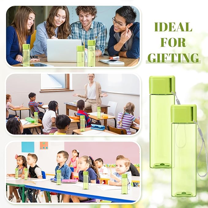 Mifoci 20 Pieces Water Bottle Bulk 17 oz Plastic Water Bottles Bulk Gym Sports Adults Reusable Large Water Bottles for Outdoor Fitness(Green,Rectangle)