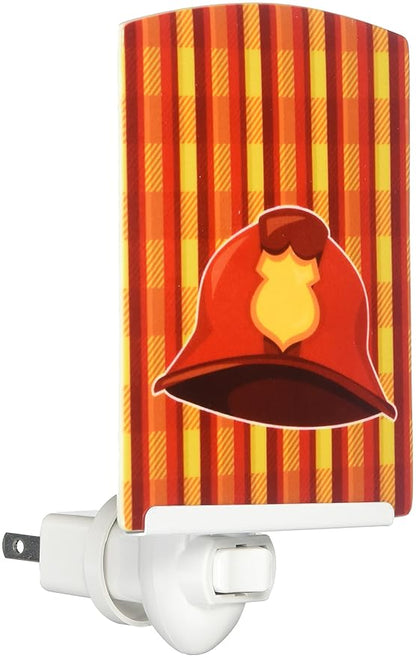 Caroline's Treasures BB6997CNL Fireman's Hat Ceramic Night Light Compact, UL-Certified, Ideal for Bedroom, Bathroom, Nursery, Hallway, Kitchen, 6x4x3, Multicolor