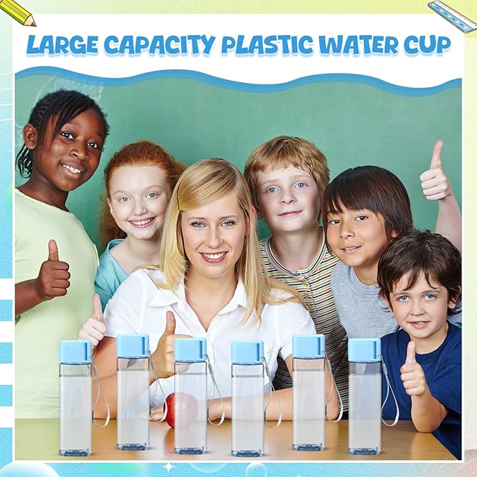 Mifoci 20 Pieces Water Bottle Bulk 17 oz Plastic Water Bottles Bulk Gym Sports Adults Reusable Large Water Bottles for Outdoor Fitness(Blue,Rectangle)