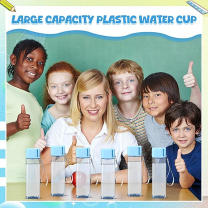 Mifoci 20 Pieces Water Bottle Bulk 17 oz Plastic Water Bottles Bulk Gym Sports Adults Reusable Large Water Bottles for Outdoor Fitness(Blue,Rectangle)