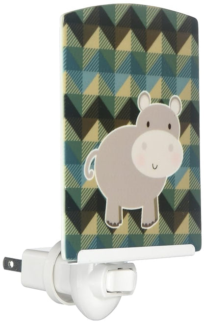 Caroline's Treasures BB7031CNL Hippopotamus Ceramic Night Light Compact, UL-Certified, Ideal for Bedroom, Bathroom, Nursery, Hallway, Kitchen, 6x4x3, Multicolor