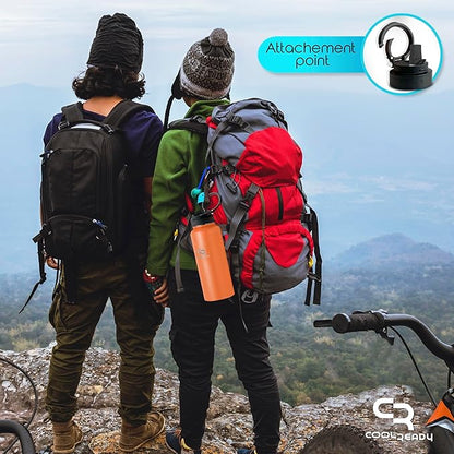 40oz Orange Water Bottle Stainless Steel - With Handle Straw Lid, Coffee Thermos, Chug Water Bottle - Double Walled Stainless Metal Water Bottle - Gym, Outdoor, Office – Leak Proof