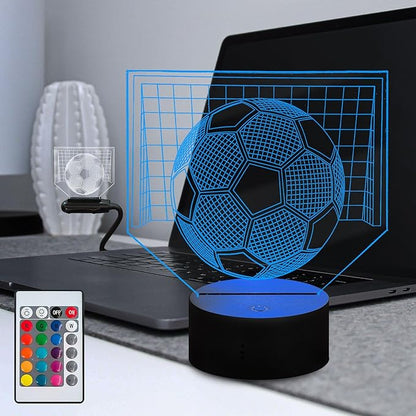 Illusion 16 Color Change Touch Remote Control LED Night Light USB Charge Football Shape Atmosphere Glow Portable Lamp with Stand Fan for Boy Bar Bedroom Desk Decoration