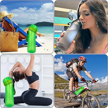 Air Water Bottle,750ML Scent Water Cup with 3 Flavour Pods,Leak Proof Sports Water Cup with Straw Suitable for Outdoor Sports,Gifts From Friends, Birthday Gifts (New Green + 3pods)