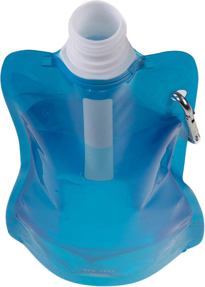 Clever Creations Collapsible Sports Water Bottle 3 Pack, Foldable Leak Proof Travel Bottles for Camping and Hiking, 480 mL Capacity, Blue, Orange, and Green