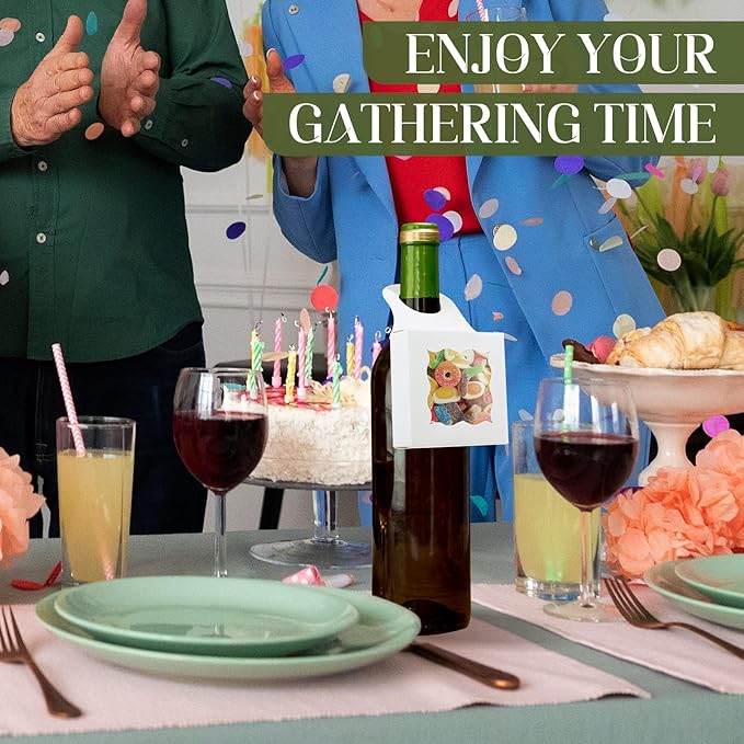 40PCS Wine Bottle Box with Window, Kraft Paper Wine Boxes for Gifts Hanging Wine Treat Box Mini Charcuterie Box Wine Champagne Bottles Gift Boxes Hanger Candy Box for Birthday Party Favor