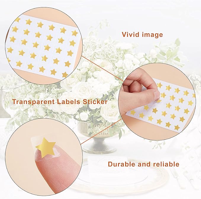 OLYCRAFT 2400pcs 4 Styles Gold Meal Stickers 0.5 Inch Food Choice Sticker No Alcohol/No Gluten/Allergie/Star Wedding Meal Indicator Stickers Kitchen Stickers for Place Card Wedding Party Supplies