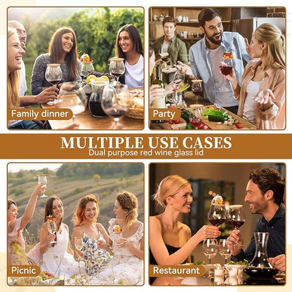 6 Pcs Wine Glass Charcuterie Topper, Wine Glass Topper Coasters Plate, Wine Glass Charcuterie Board Topper for Family Gatherings, Restaurants, Bars