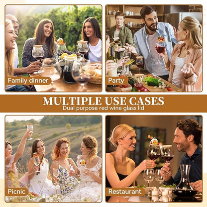 4 Pcs Wine Glass Charcuterie Topper, Wine Glass Topper Coasters Plate, Wine Glass Charcuterie Board Topper for Family Gatherings, Restaurants, Bars