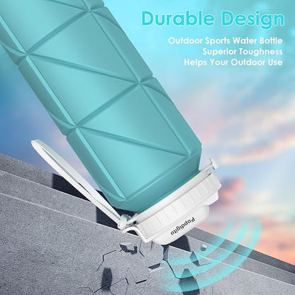 690ML Collapsible Water Bottles Reusable Leak Proof Silicone Water Bottle BPA Free Durable Foldable Sports Bottles & straw 23oz Lightweight Bottle for Gym Hiking Biking Camping Travel Bottle