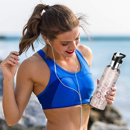 MNSRUU Insulated Water Bottle with Straw, Rainbow and Unicorns Stainless Steel Flasks for Sports Cycling Hiking School