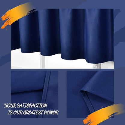 Navy Valance for Windows 72x18 Inch Solid Thermal Insulated Blackout Rod Pocket Kitchen Short Curtain Toppers Valance for Bathroom Living Room 1 Panel