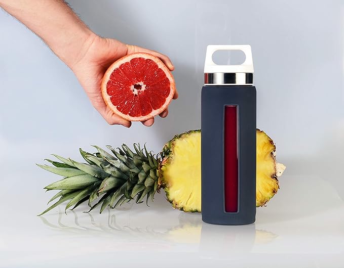 Sigg - Glass Water Bottle - Dream Grey - Soft Silicon Cover - Leakproof - Dishwasher Safe - BPA Free - Broscilate Glass - 22 Oz