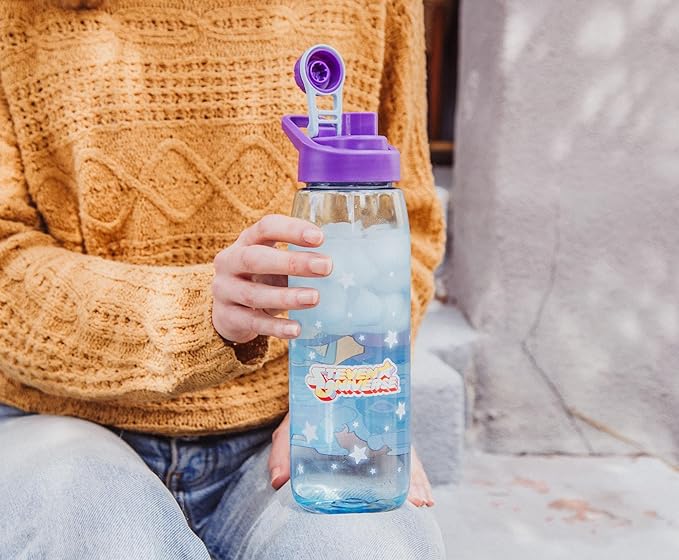 Steven Universe Characters Water Bottle With Screw-Top Handle Lid | BPA-Free Plastic Sports Jug | Holds 28 Ounces