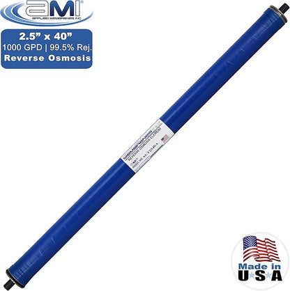 2.5x40 Reverse Osmosis Membrane Element for Tap Water | 1,000 GPD at 225 psi | 99.5% Rejection | Replacement Commercial RO Membrane | Applied Membranes USA M-T2540A