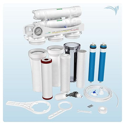 AquaticLife 5-Stage 200 GPD Hydroponic Reverse Osmosis Water Filtration System RO Filter Unit, High Efficiency