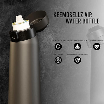 KeemoSellz Air Water Bottle, Fruit Flavoured Water Bottle with 3 Flavour Pods – BPA Free, 0 Sugar 0 Calorie for Kids, Gym And Outdoor Activities (Black)
