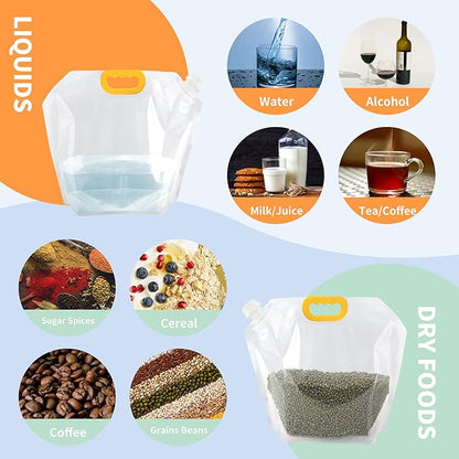 3Pack Collapsable Emergency Water Storage Bag, 2.6 Gallon No-Leak Freezable Camping Water Container Bag, BPA Free Food Grade Clear Plastic Storage Water Jug for Outdoor Sport Hiking Mountaineer