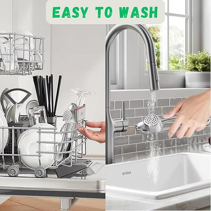 Premium Garlic Press, Heavy Duty Garlic Mincer Tool, Easily Crush Garlic, Ginger, Nuts, Seeds, Ergonomic Handle Garlic Press Stainless Steel, Garlic Masher, Silicone Peeler & Brush, Kitchen Gadgets