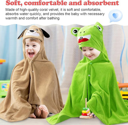 6 Pcs Hooded Towel for Kids Toddler Bath Towels 27.6" x 55" Large Kids Beach Towels for 3-10 Years Soft Pool Towel with Animal Hoods for Boy Girl