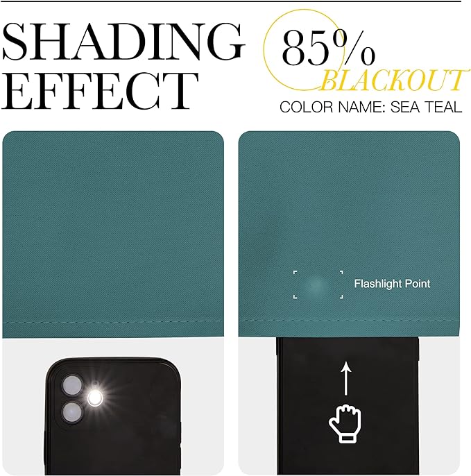 NICETOWN Kitchen Curtain Panels Blackout Draperies, Thermal Insulated Solid Grommet Blackout Curtains/Drapes (Sea Teal, One Pair, 34 by 63-Inch)