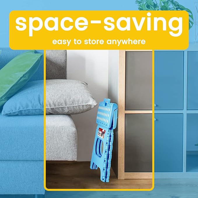 ACSTEP Folding Step Stool for Adults 11 Height Lightweight Plastic Stepping Stool Foldable Step Stool Hold up to 300lbs Non Slip Collapsible Stool Blue