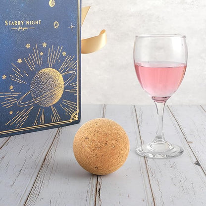 2 Pieces Wine Stopper Cork Ball 2.4 Inch/ 6.1cm Wooden Ball Bottle Corks, Replacement for Wine Decanters and Carafe Bottles, Set of Premium Wine Cork Lids Stoppers Replacement