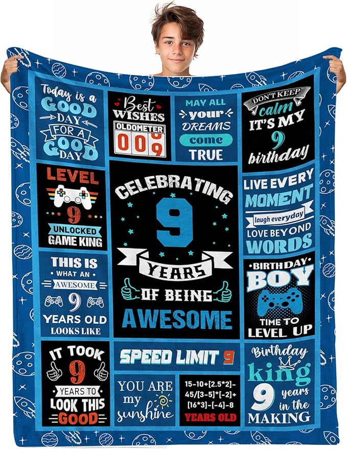 9 Year Old Boy Gifts Birthday Gifts for 9 Year Old Boys, Kids Blanket 60 x 80 Inches Warm Flannel Throw Blankets for Boys 9 Year Old Boy Birthday Gifts Ideas