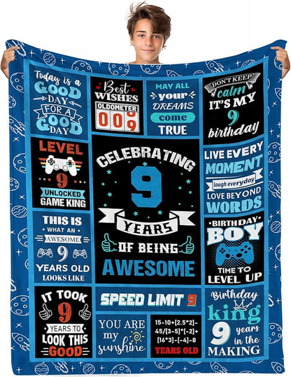 9 Year Old Boy Gifts Birthday Gifts for 9 Year Old Boys, Kids Blanket 60 x 80 Inches Warm Flannel Throw Blankets for Boys 9 Year Old Boy Birthday Gifts Ideas