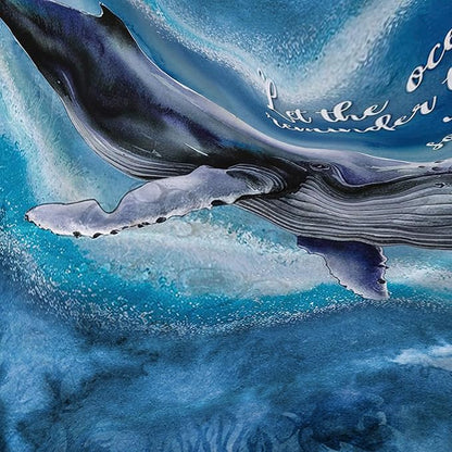 AILONEN 3D Whale Shower Curtain,Cute Whale Jumping Shower Curtain for Bathroom,3D Blue Ocean Animal Waterproof Fabric Shower Curtain Set with Hooks,72" W*96" H