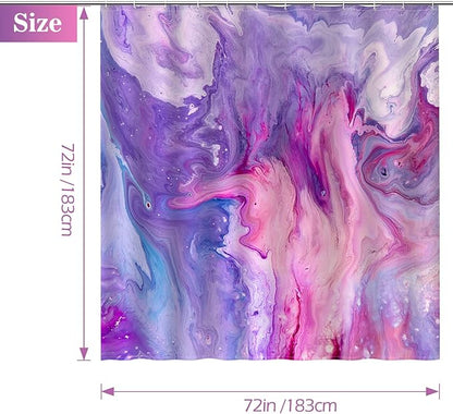 Aimego Purple Shower Curtain Pink and Purple Tie Dye Marble Shower Curtains Set with 12 Hooks for Bathroom Decor Accessories Bathtub Curtain, 72"x72"