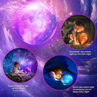 Moon Lamp Galaxy Lamp Kids Night Light 7.8 Inch 16 Colors LED 3D Star Moon Light with Wooden Stand Remote Control Touch Tap Controller USB Rechargeable Gift for Baby Children Girls Boys