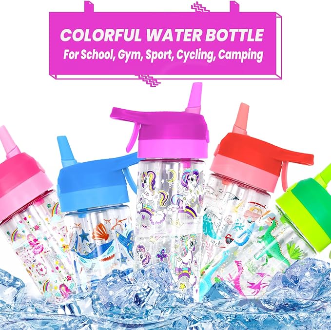 Kids Water Bottle with Spray Mist, 420ml Portable Kids Spray Drinking Bottle for Boys Girls School Cool Down and Hydrate