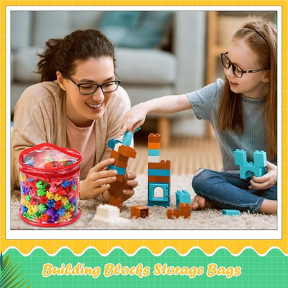 3 Packs Toy Storage Bags Transparent Clear PVC Storage Organizer with Zippered, Kids Waterproof Toy Bags for Board Games, Building Blocks, Puzzles and Small Toys (Red, Yellow and Blue)