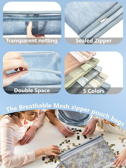 A4A5-2Layers 10 Pack Colored Mesh Zipper Pouch Bags, Double-Layer Nylon Puzzle Building Block Sets Toy Storage & Organization, Breathable See Through Zipper Pouch