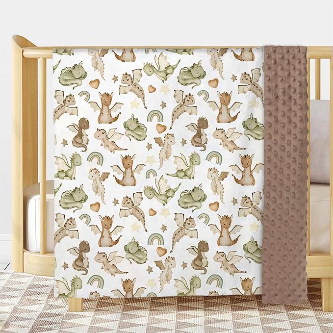 Dragon Baby Blanket for Boys Girls Soft Double Layer Minky with Dotted Backing, for Fairy Tale Theme Toddler Nursery, Newborn Infant Toddler Crib Bedding, Stroller, Receiving Blankets, 30"x40"