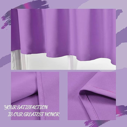 Light Purple Extra Wide Valance for Windows 100x18 Inch Solid Thermal Insulated Blackout Rod Pocket Kitchen Short Curtain Toppers Extra Wide Valance for Bathroom Living Room, Lilac Lavender