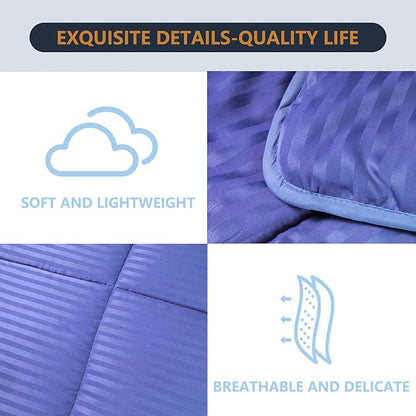 Twin Comforter Set with Sheets, 5 Pieces Super Soft Twin Bed in a Bag, All Season Solid Color Kids Bedding Set Neutral for Boys & Girls, Blue Striped