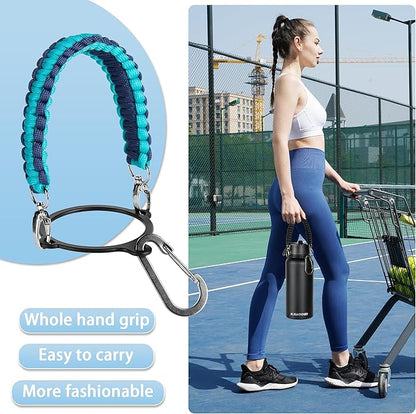 40 oz Insulated Water Bottle with Paracord Handles & Strap, 2 Lids(Straw Lid&Spout Lid), Stainless Steel Reusable Wide Mouth Metal Water Bottle With Straw (Dark Night)