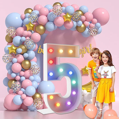 4FT Marquee Light Up Numbers Marquee Numbers 5, Multiple Color Options Including Cool White, Pink, Blue & Colorful, NO Glue Gun Needed, Birthday Decorations