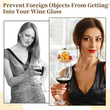 4 Pcs Wine Glass Charcuterie Topper, Wine Glass Topper Coasters Plate, Wine Glass Charcuterie Board Topper for Family Gatherings, Restaurants, Bars