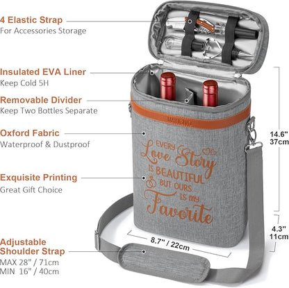 Anniversary Engagement Gifts for Men Women, Mr and Mrs Wine Tumblers Gifts - Funny Wedding Gifts for Couple, Bridal Shower, Newlywed - Insulated Wine Cooler Tote Bag with Glasses and Wine Accessories